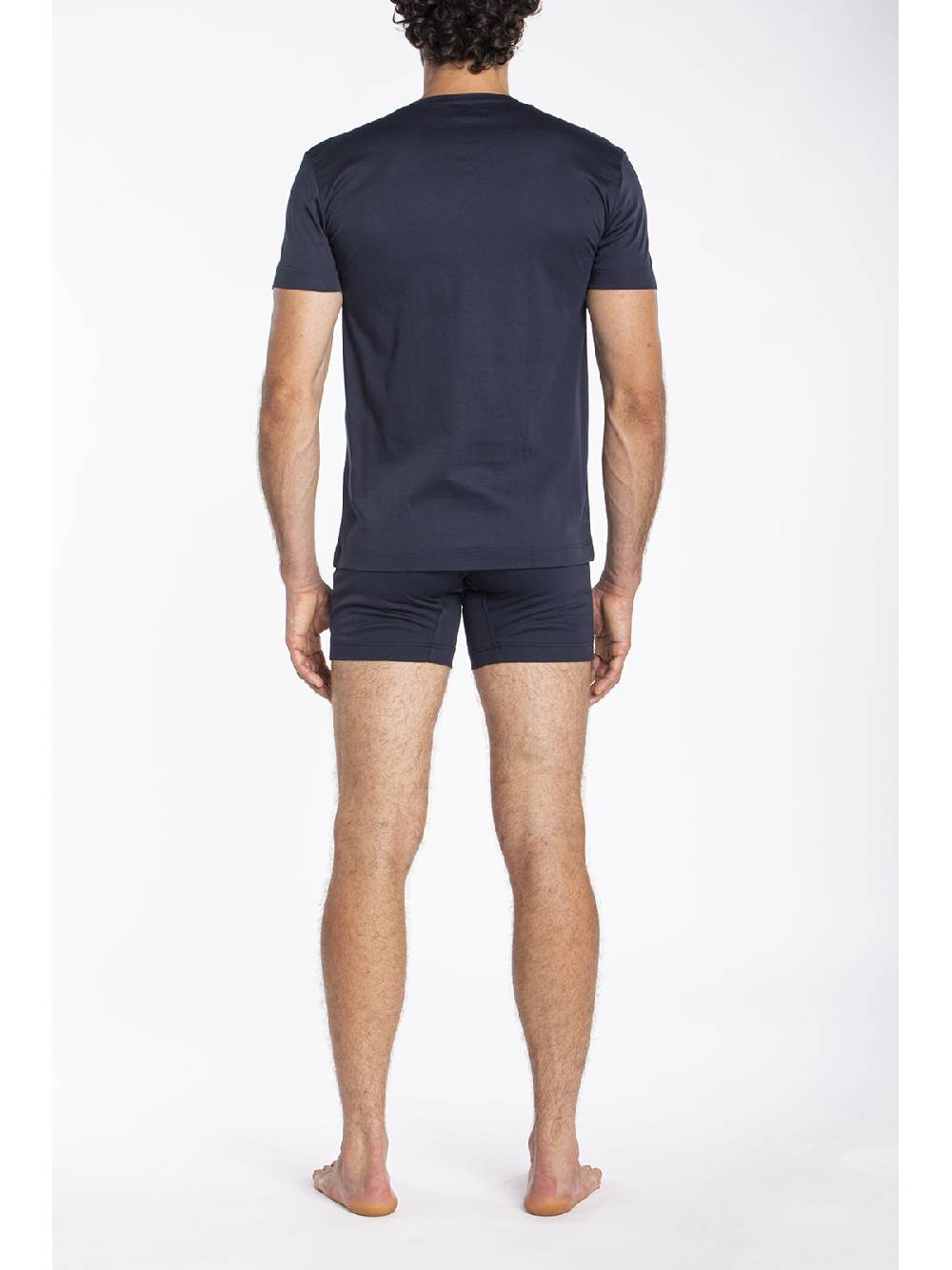 Julipet Maglietta Blu Girocollo In Interlock Di Puro Cotone "doppia Maglia"