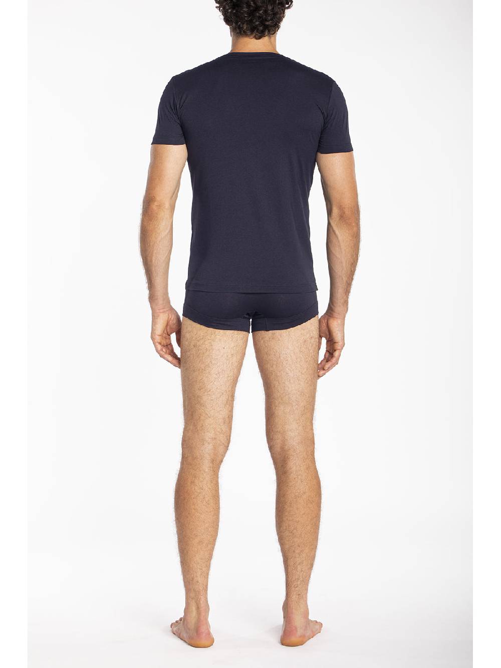 Julipet Maglietta Blu Girocollo In Jersey Di Cotone Makò Elasticizzato