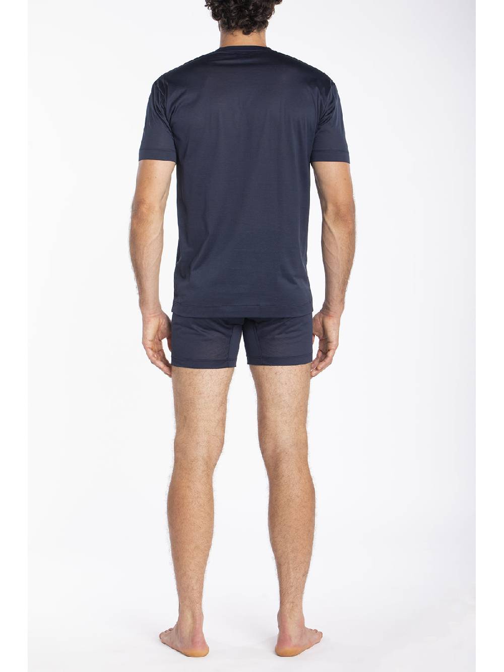 Julipet Maglietta Blu Girocollo In Jersey Di Puro Cotone Mercerizzato E Gasato