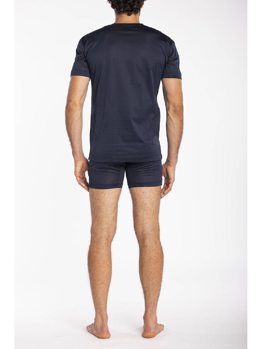 Julipet Maglietta Blu Scollo A V In Jersey Di Puro Cotone Mercerizzato E Gasato