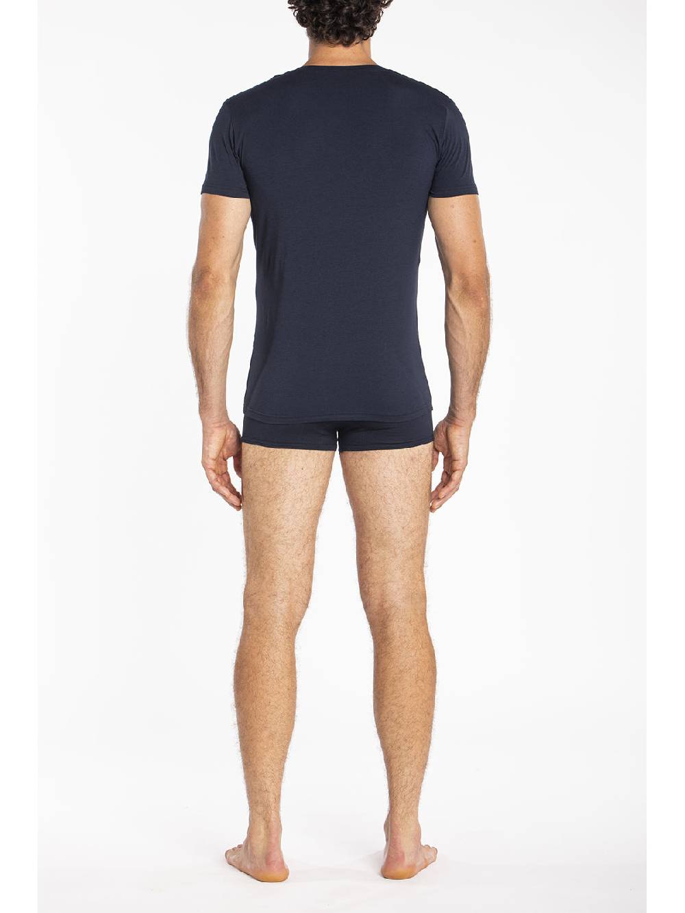 Julipet Maglietta Blu Scollo A V In Leggero Jersey Di Cotone Elasticizzato