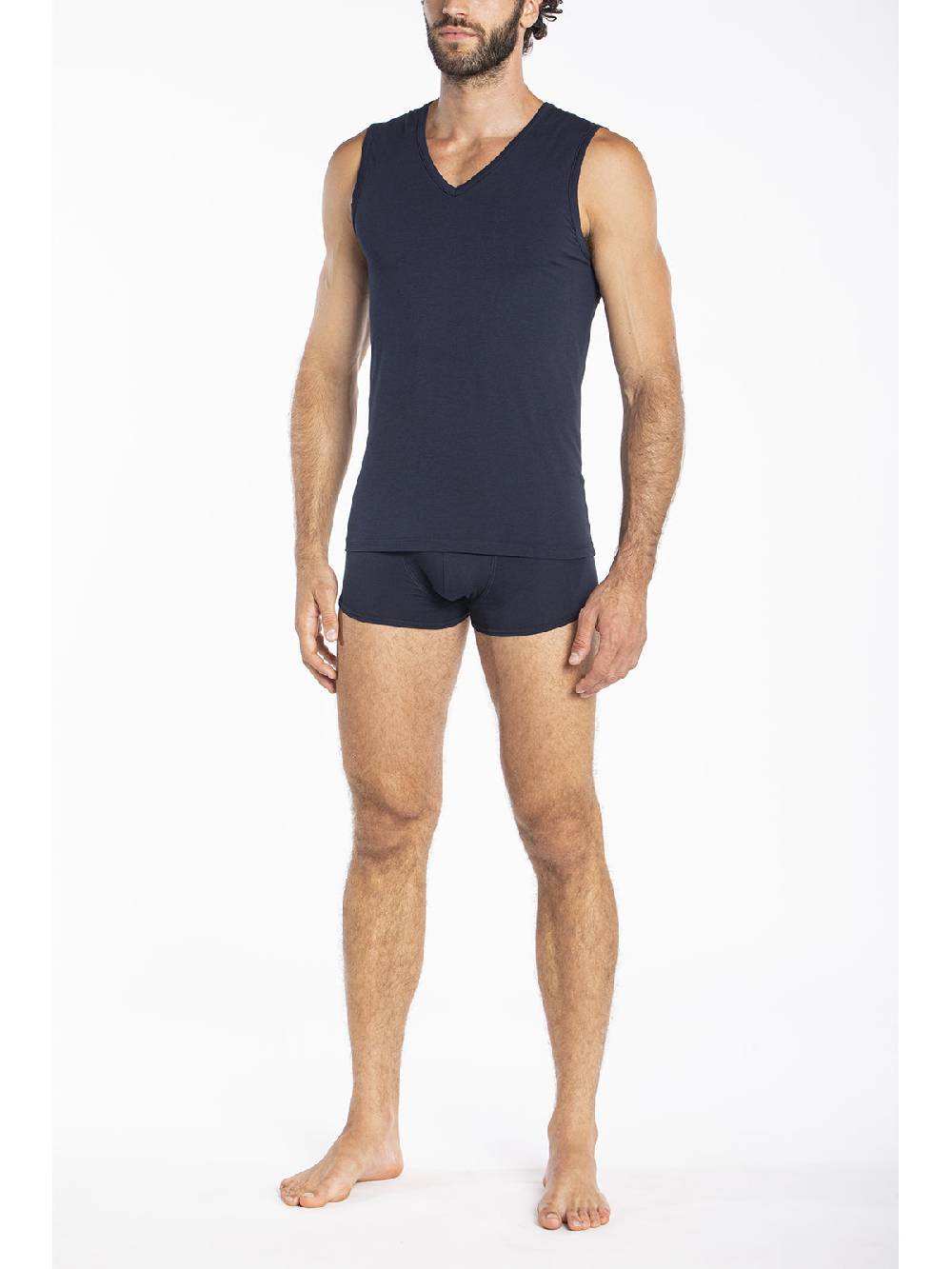 Julipet Maglietta Blu Smanicata In Leggero Jersey Di Cotone Elasticizzato