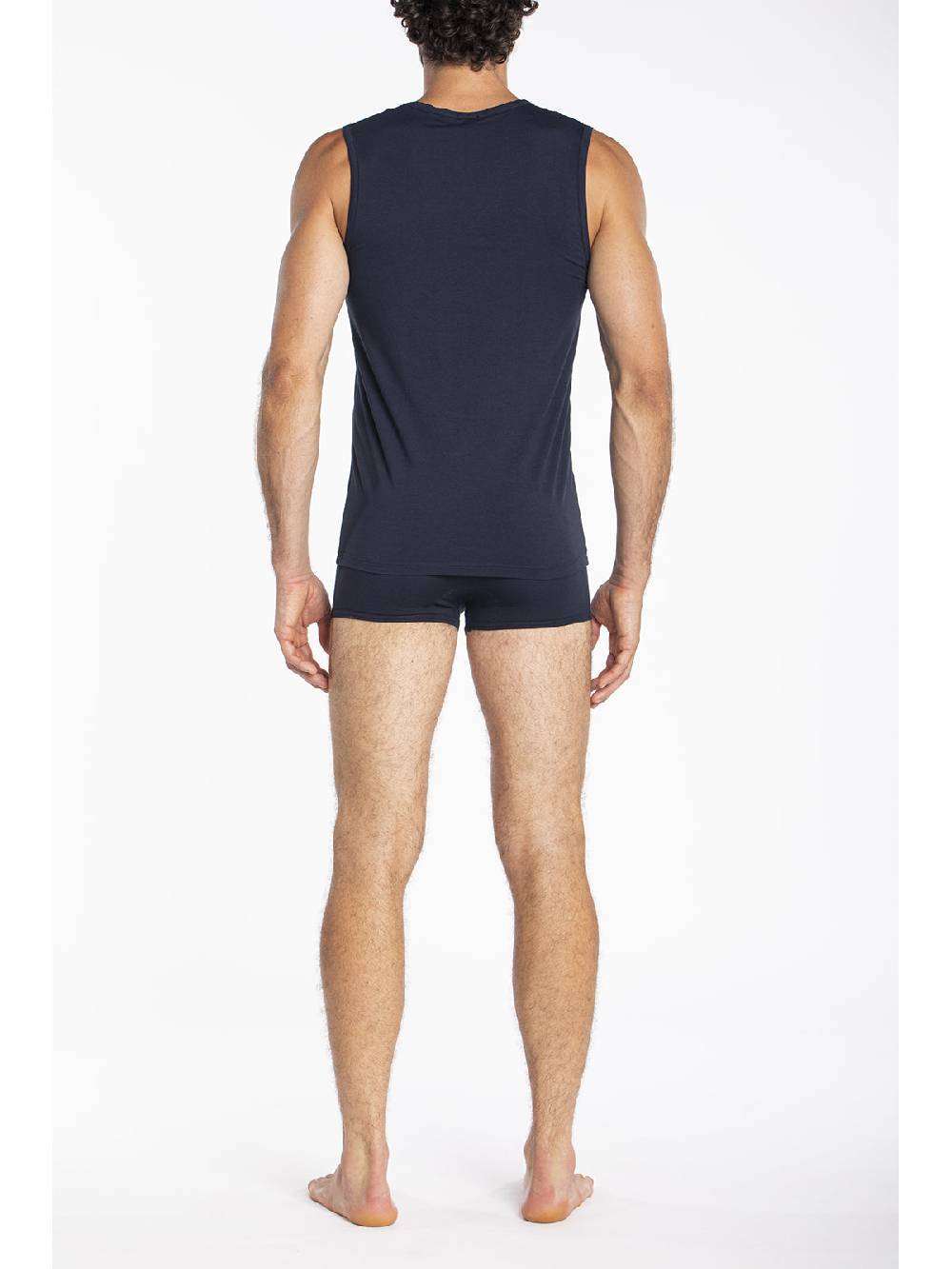 Julipet Maglietta Blu Smanicata In Leggero Jersey Di Cotone Elasticizzato