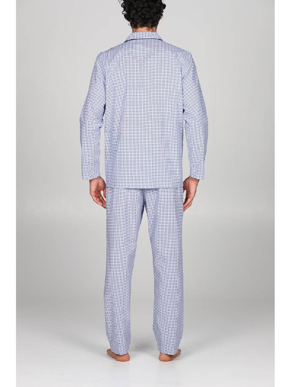 Julipet Pigiama Cardigan Con Petto A Bavero In Pregiato Popeline Stampato Microfantasia