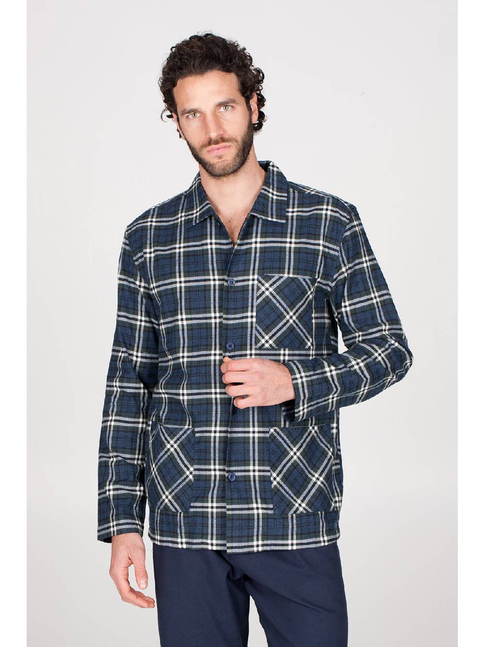 Julipet Pigiama Cardigan In Calda Flanella Di Puro Cotone