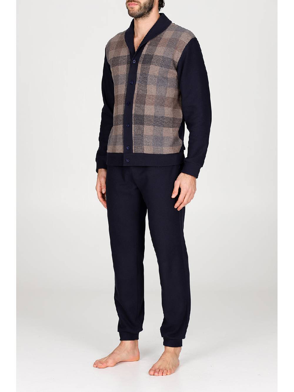 Julipet Pigiama Cardigan In Confortevole Jacquard Di Cotone