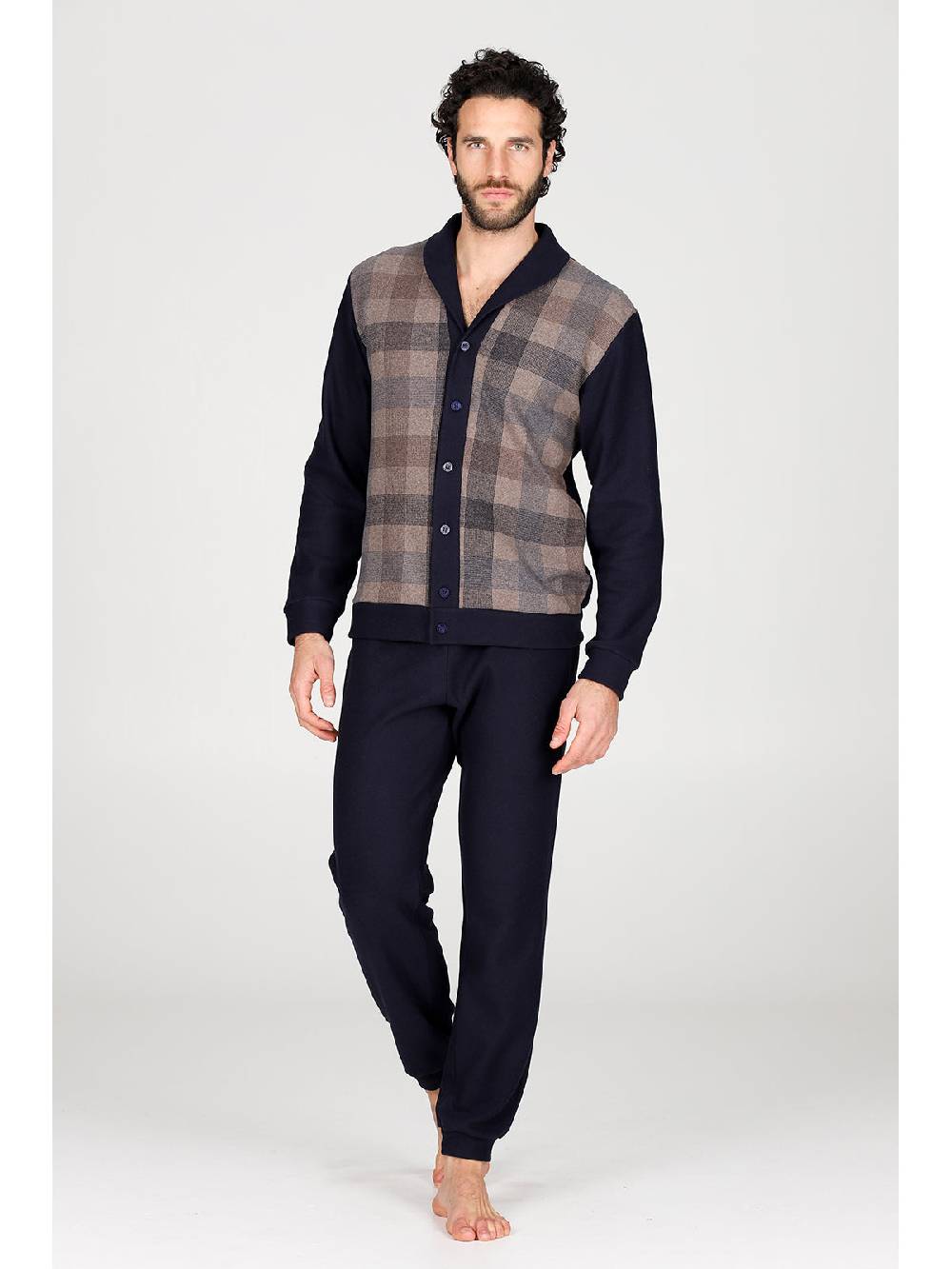 Julipet Pigiama Cardigan In Confortevole Jacquard Di Cotone