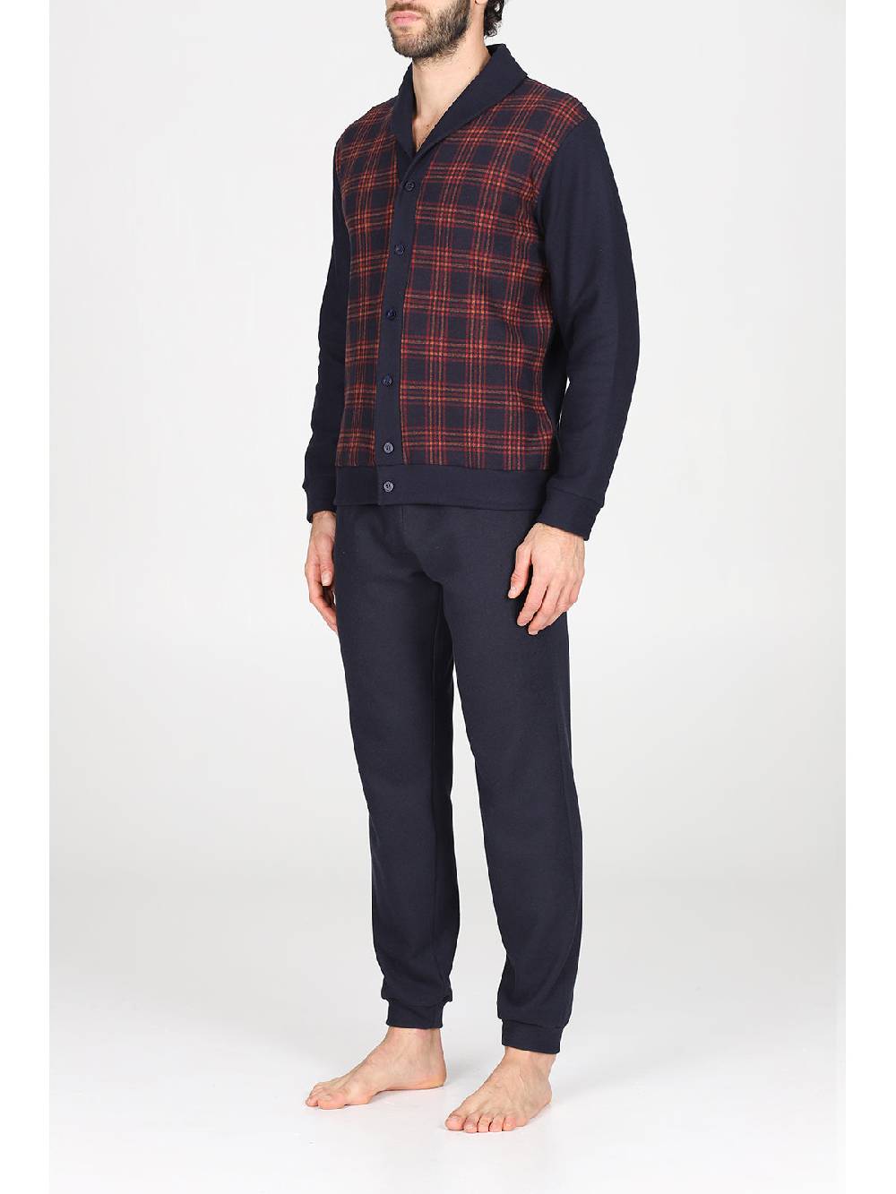 Julipet Pigiama Cardigan In Confortevole Jacquard Di Cotone