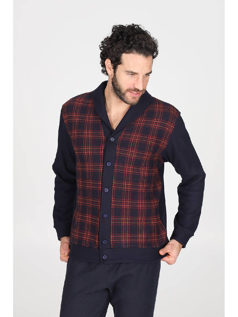 Julipet Pigiama cardigan in confortevole jacquard di cotone