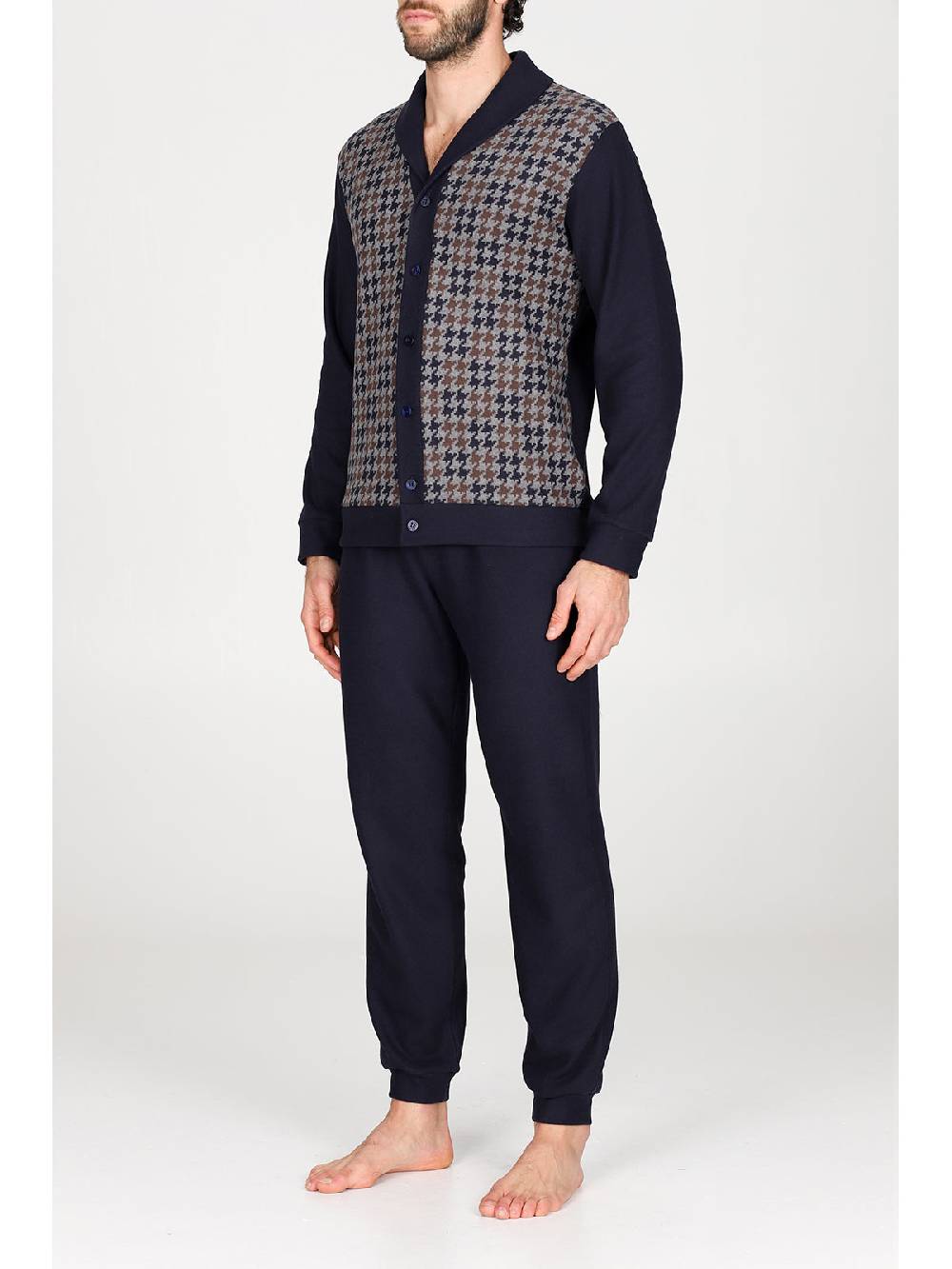 Julipet Pigiama Cardigan In Confortevole Jacquard Di Cotone