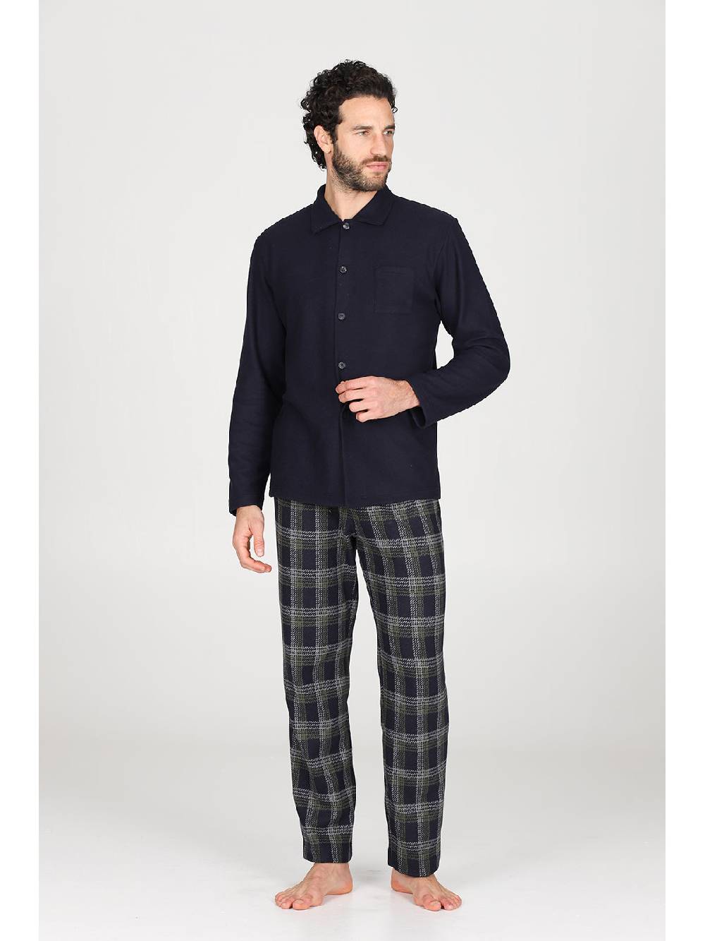 Julipet Pigiama Cardigan In Confortevole Jacquard Di Cotone