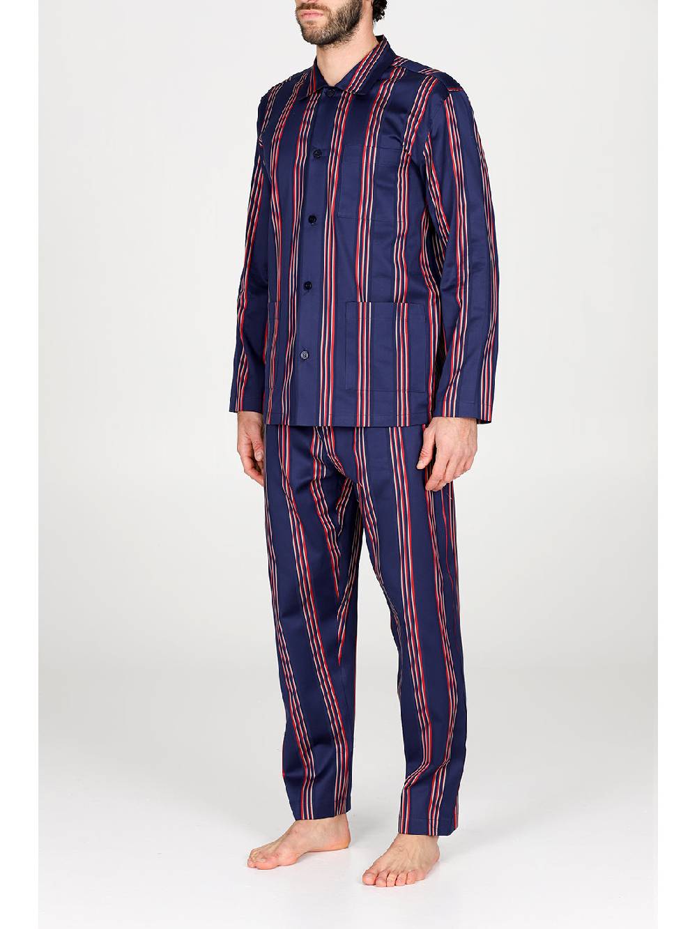 Julipet Pigiama Cardigan In Pregiato Popeline Di Puro Cotone