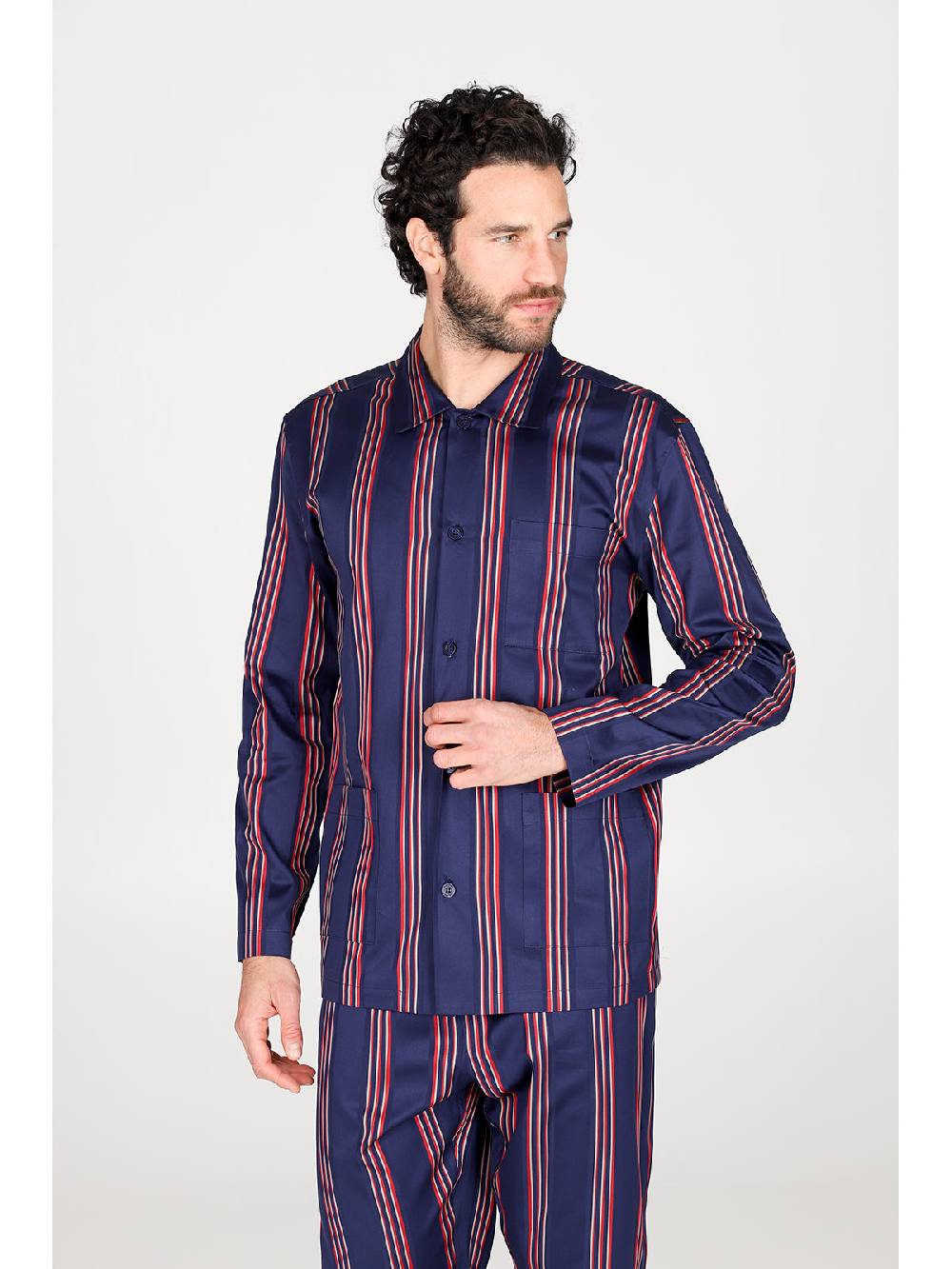 Julipet Pigiama Cardigan In Pregiato Popeline Di Puro Cotone