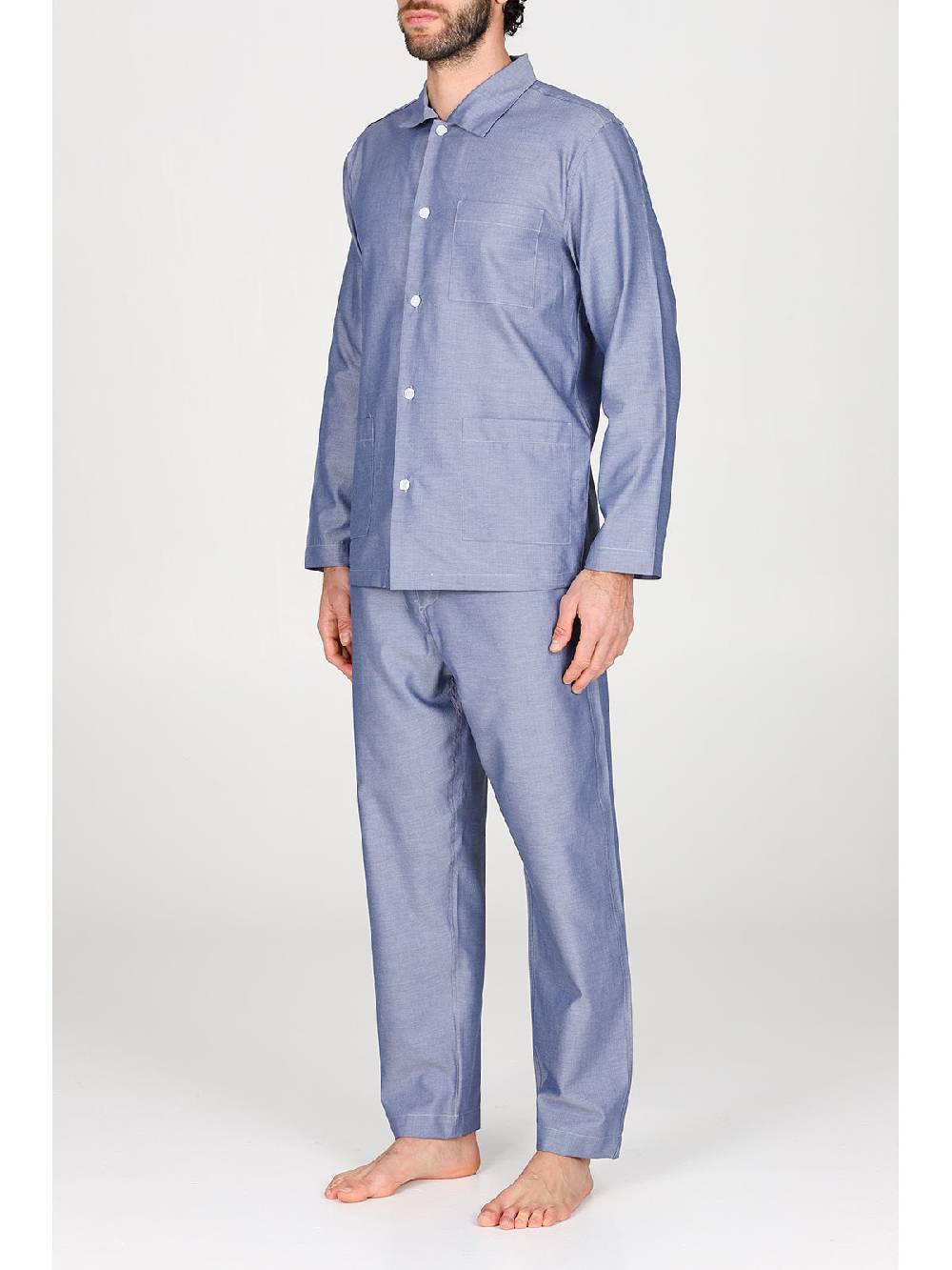 Julipet Pigiama Cardigan In Pregiato Popeline Di Puro Cotone