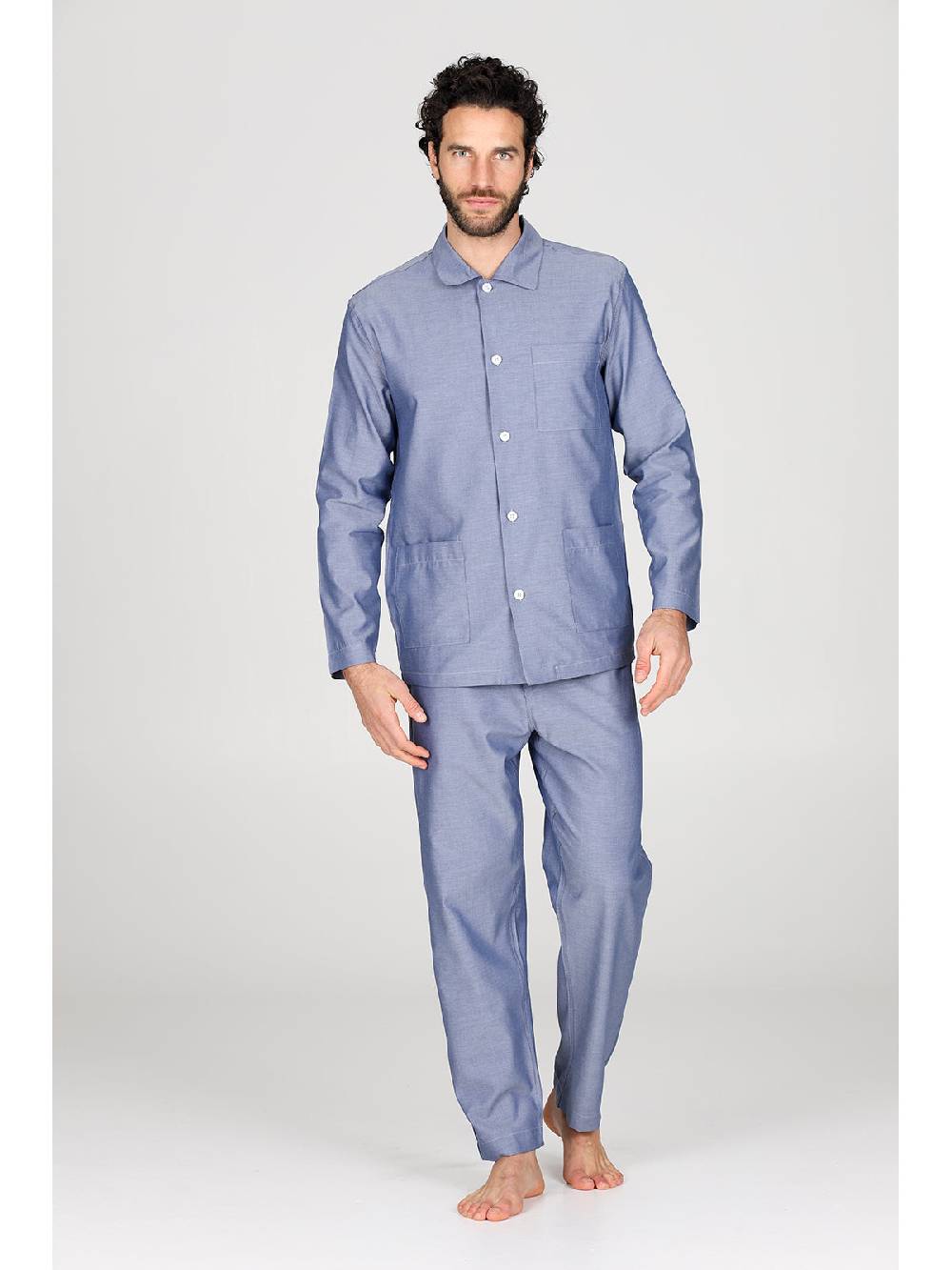 Julipet Pigiama Cardigan In Pregiato Popeline Di Puro Cotone