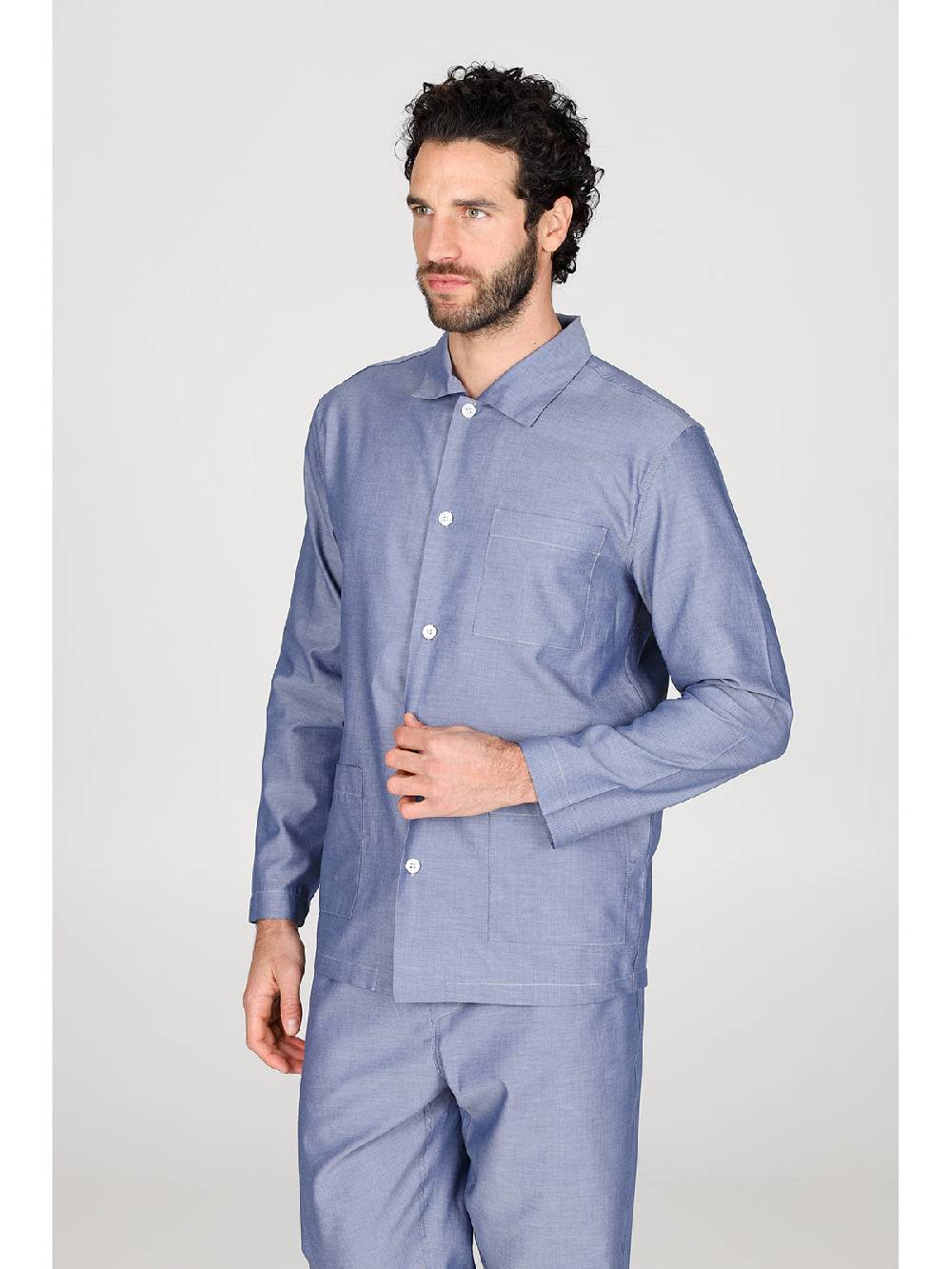 Julipet Pigiama Cardigan In Pregiato Popeline Di Puro Cotone