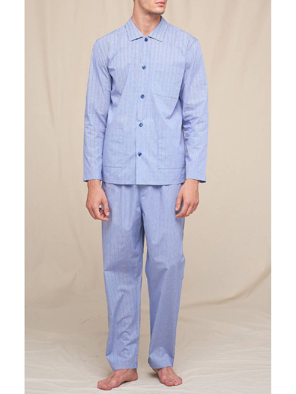 Julipet Pigiama Classico In Popeline Tinto In Filo Di Puro Cotone