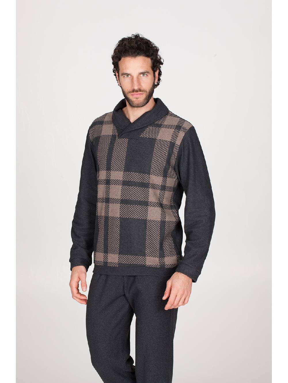 Julipet Pigiama Collo Incrociato In Confortevole Jacquard Di Cotone