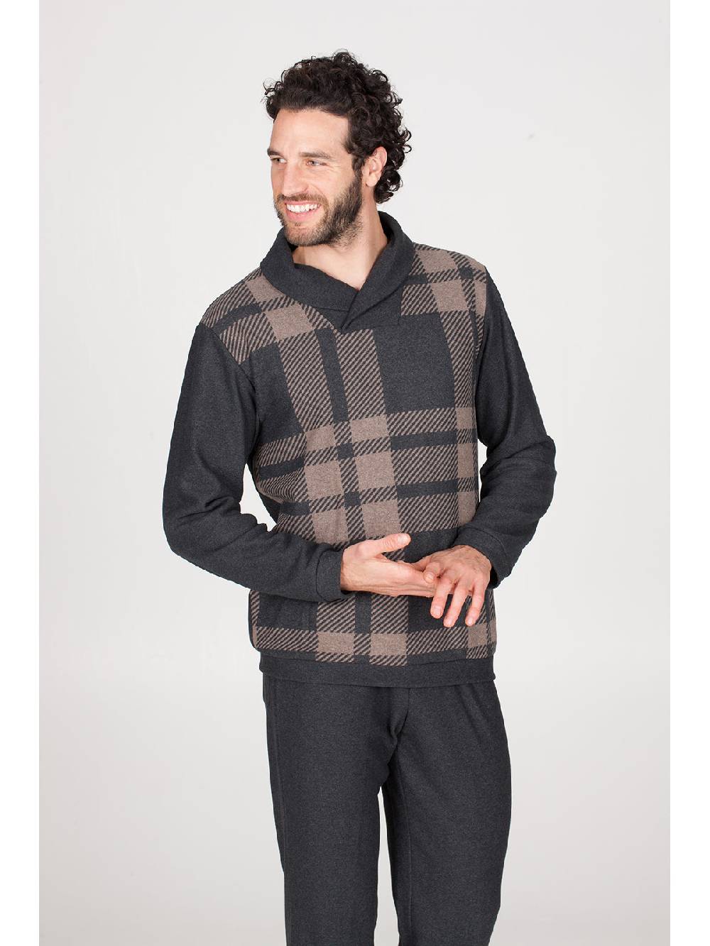 Julipet Pigiama Collo Incrociato In Confortevole Jacquard Di Cotone