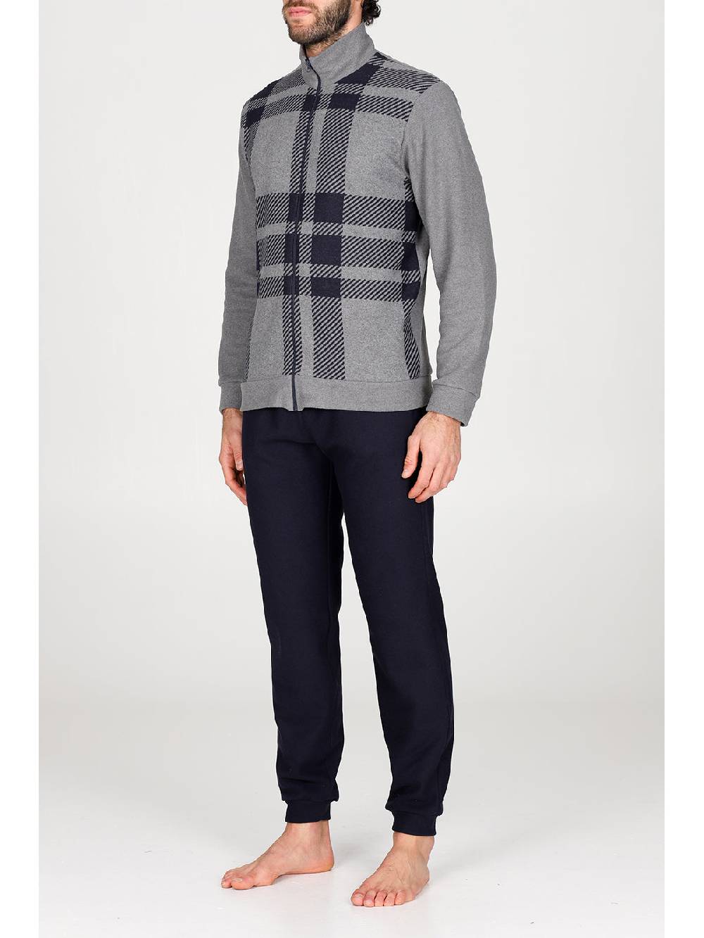 Julipet Pigiama Con Zip In Confortevole Jacquard Di Cotone