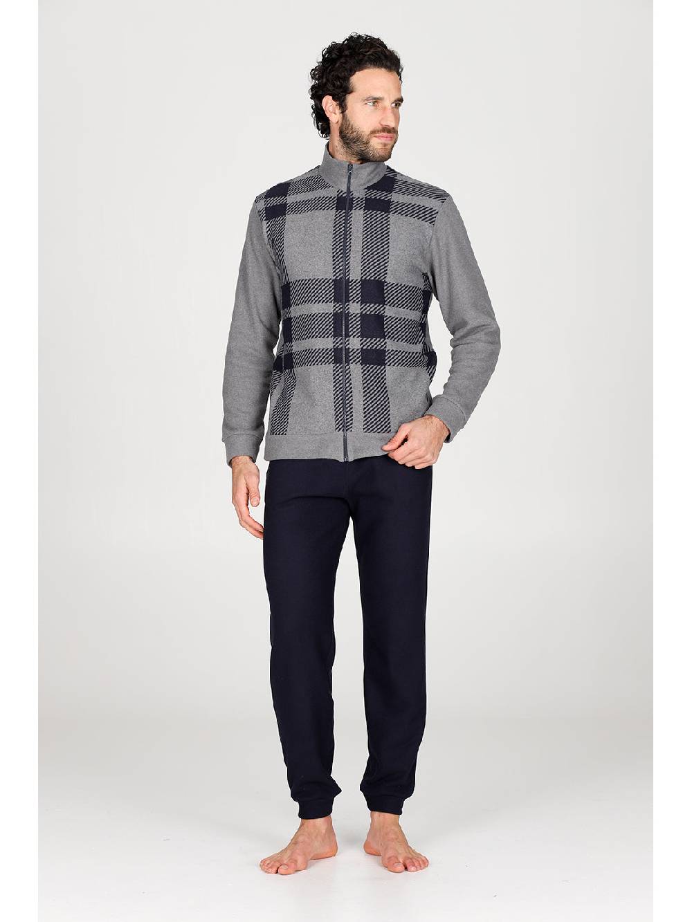 Julipet Pigiama Con Zip In Confortevole Jacquard Di Cotone