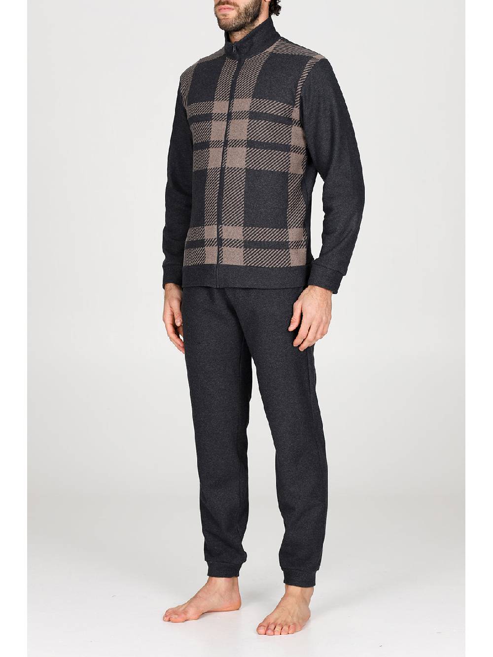 Julipet Pigiama Con Zip In Confortevole Jacquard Di Cotone