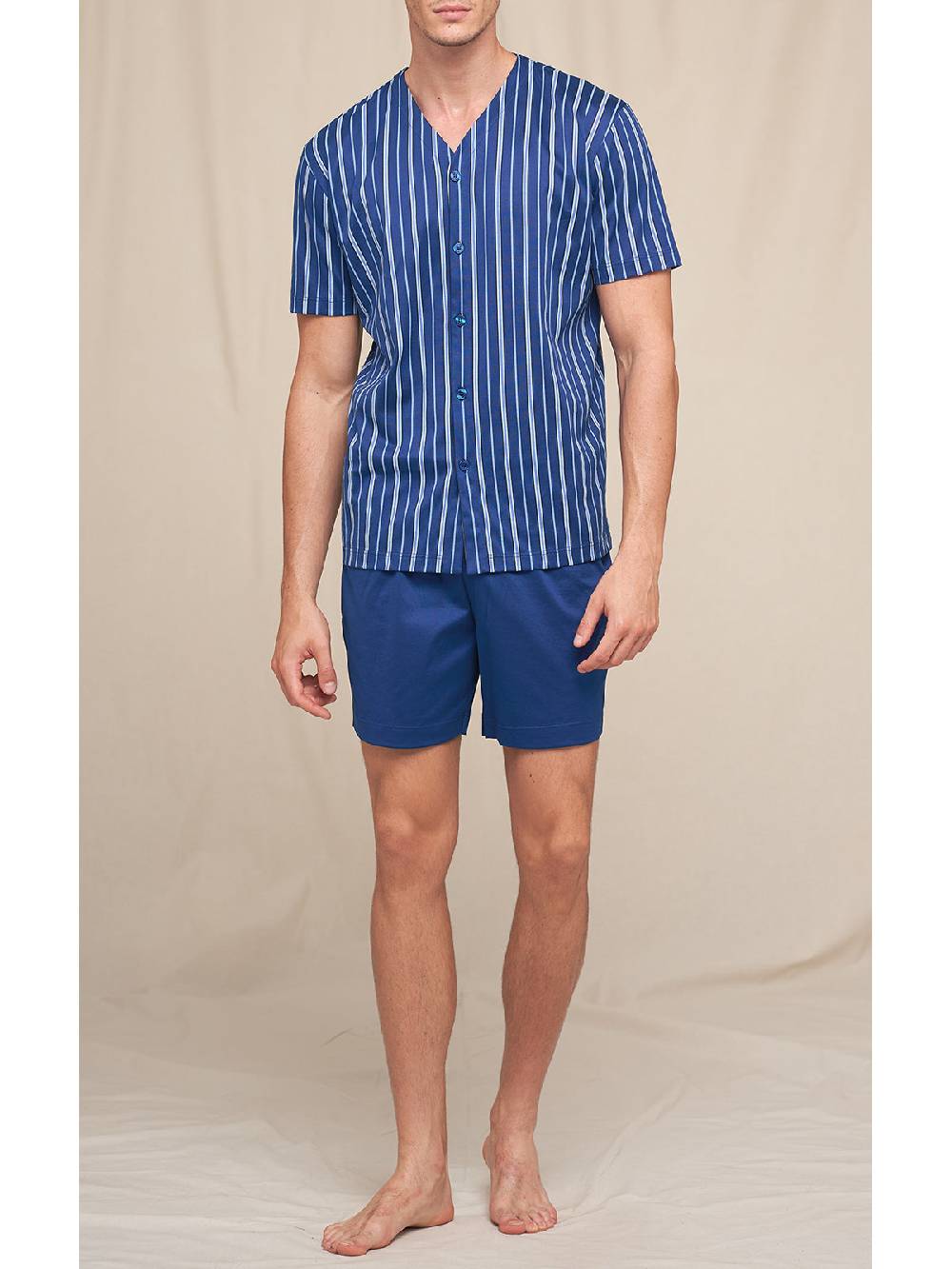 Julipet Pigiama corto aperto in jersey di cotone filo di scozia stampato