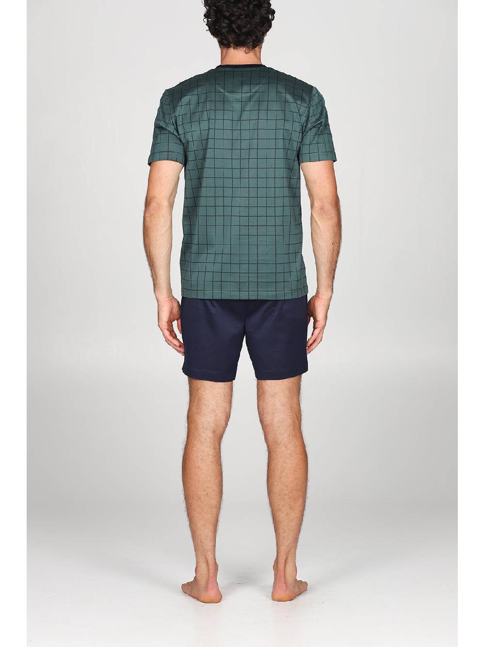 Julipet Pigiama Corto Con Disegno A Quadri, Collo A Serafino In Ricercato Luxury Jersey