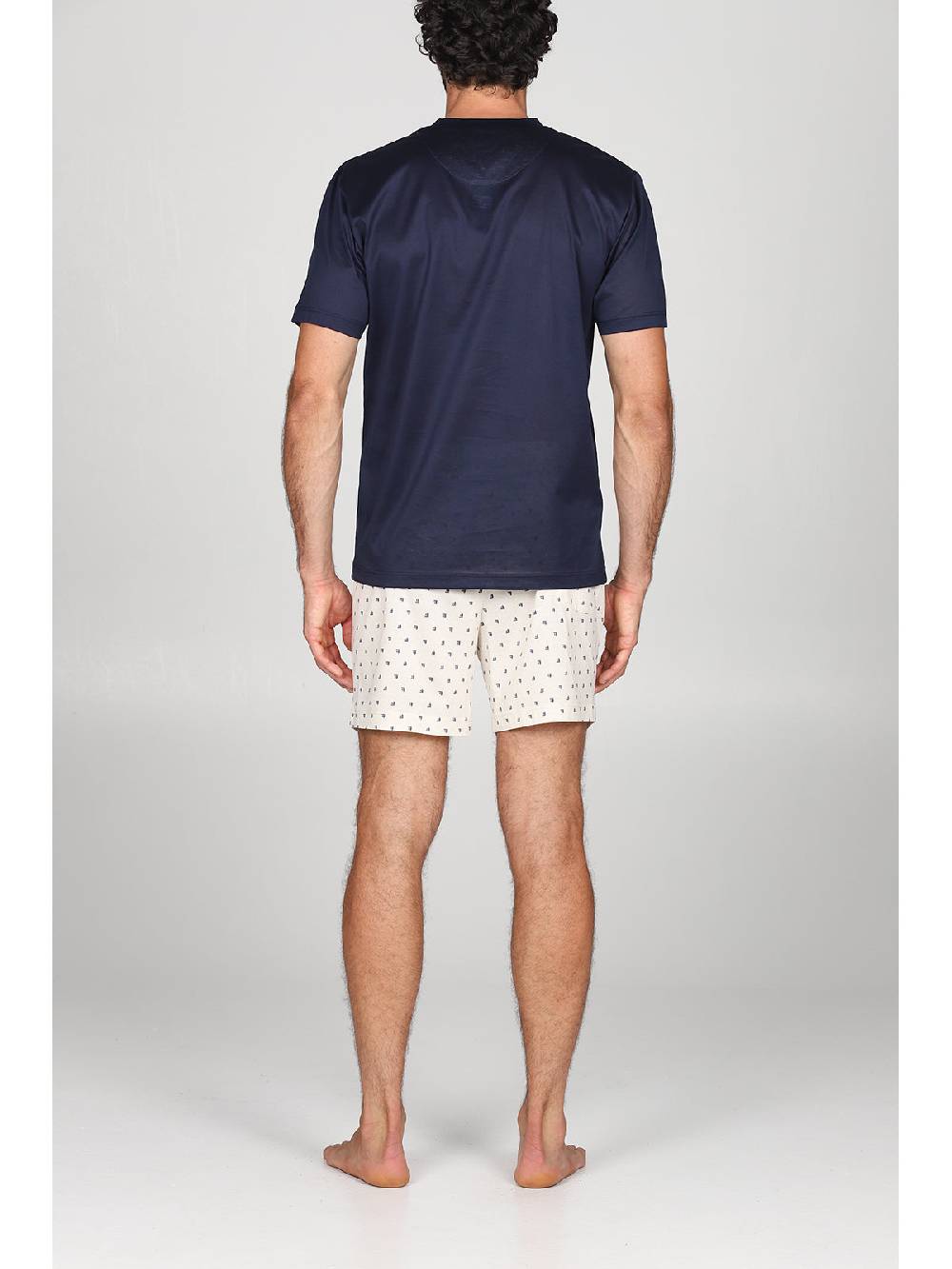 Julipet Pigiama Corto Girocollo In Ricercato Puro Cotone Mercerizzato, Disegno "vele"