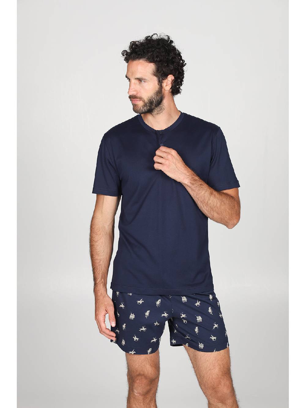 Julipet Pigiama Corto In Leggerissimo E Confortevole Puro Cotone Disegno " Sport Polo"