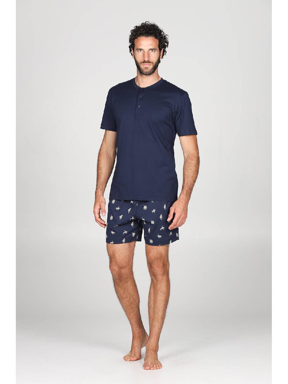 Julipet Pigiama Corto In Leggerissimo E Confortevole Puro Cotone Disegno " Sport Polo"