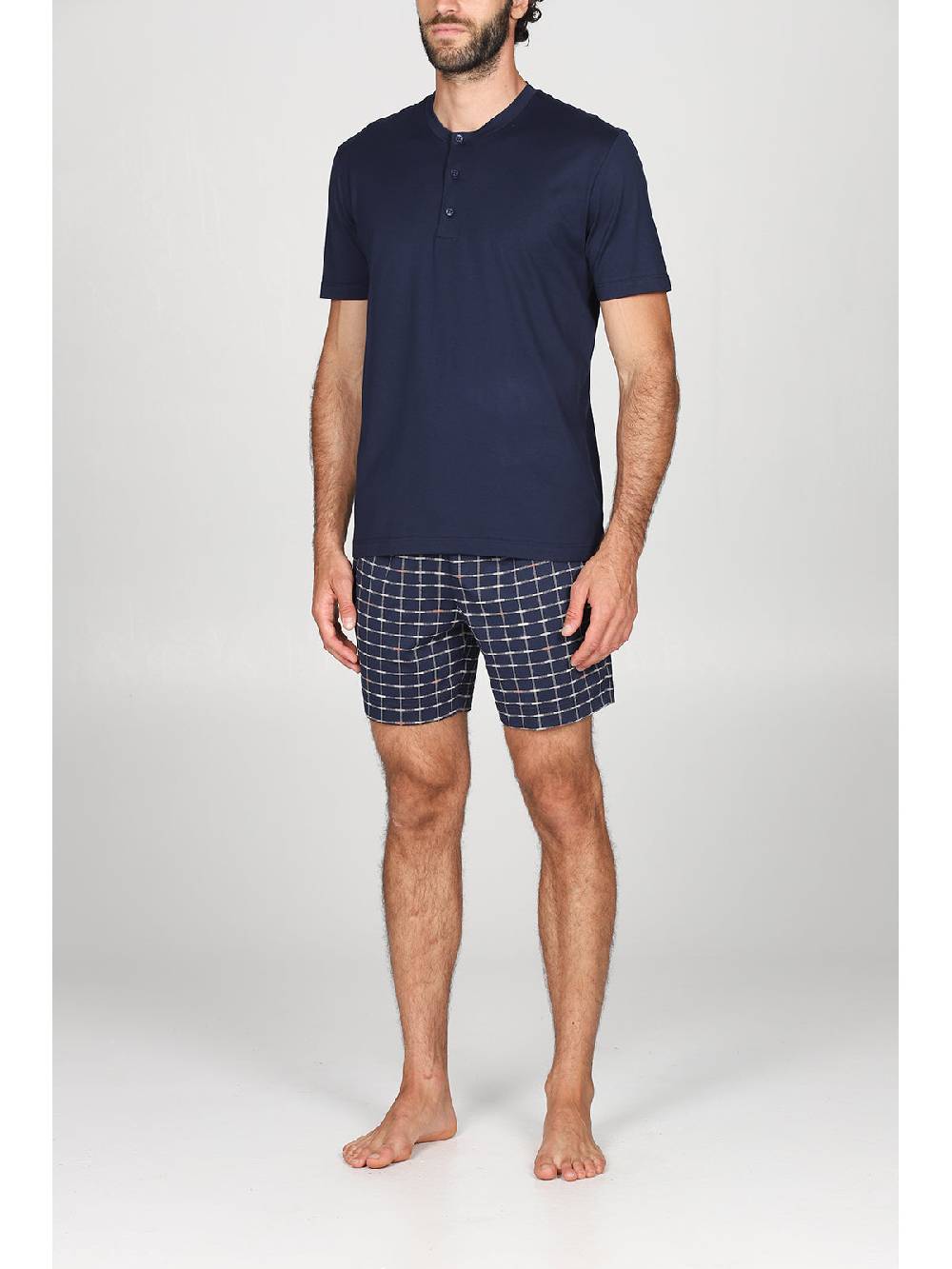 Julipet Pigiama Corto In Morbido E Leggero Jersey Di Puro Cotone Fantasia A Quadri