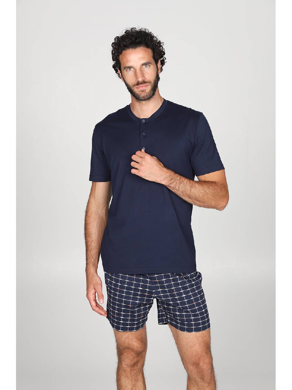 Julipet Pigiama Corto In Morbido E Leggero Jersey Di Puro Cotone Fantasia A Quadri