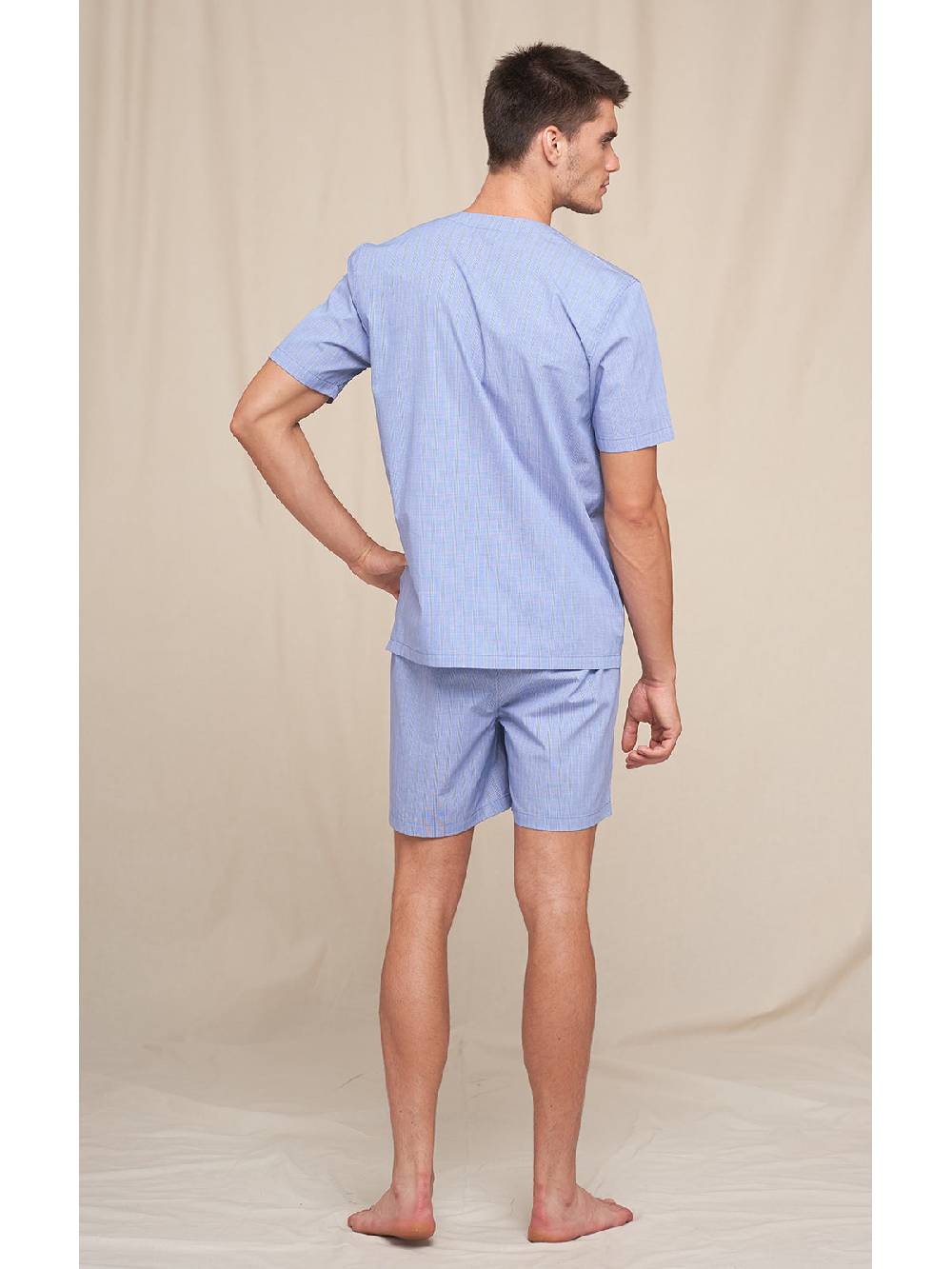 Julipet Pigiama Corto In Popeline Tinto In Filo Di Puro Cotone