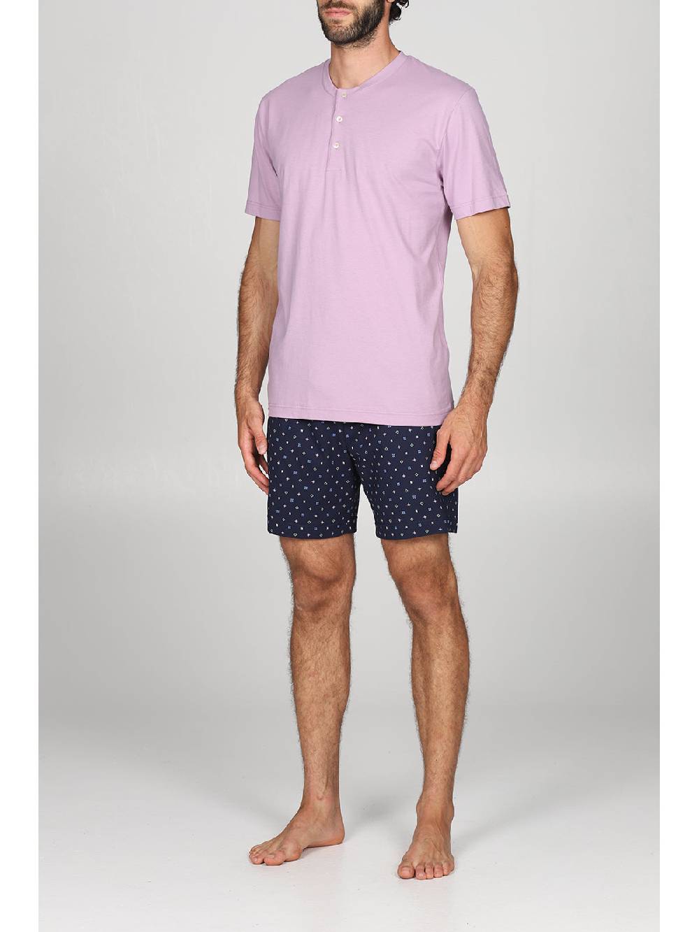 Julipet Pigiama Corto In Traspirante Jersey Di Puro Cotone Fantasia Tetris Nei Pantaloncini