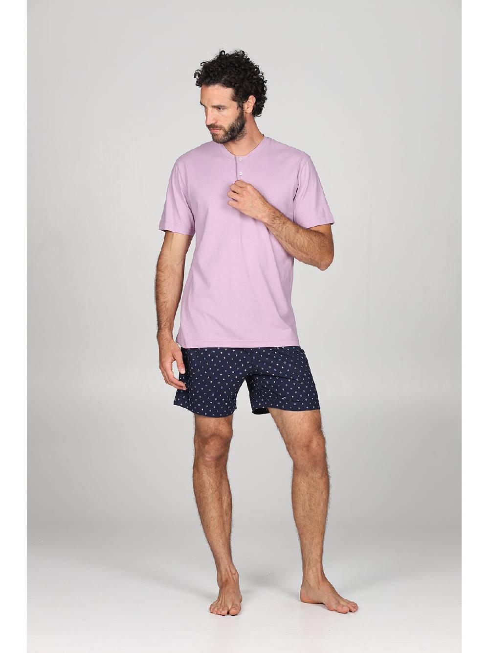 Julipet Pigiama Corto In Traspirante Jersey Di Puro Cotone Fantasia Tetris Nei Pantaloncini