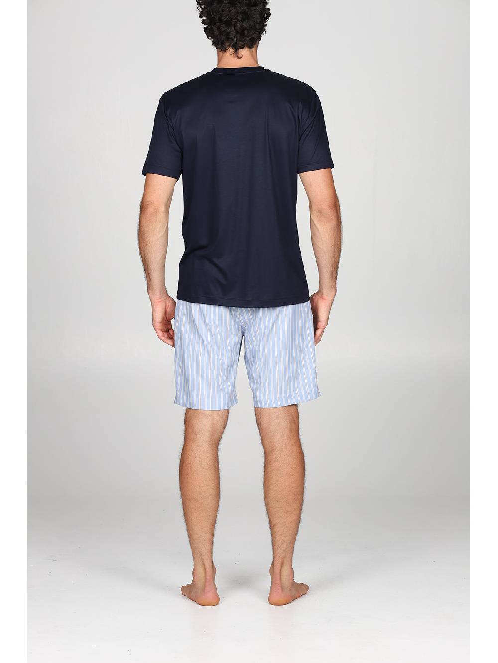 Julipet Pigiama Corto Serafino In Ricercato Lyocell, Con Pantaloncini A Righe