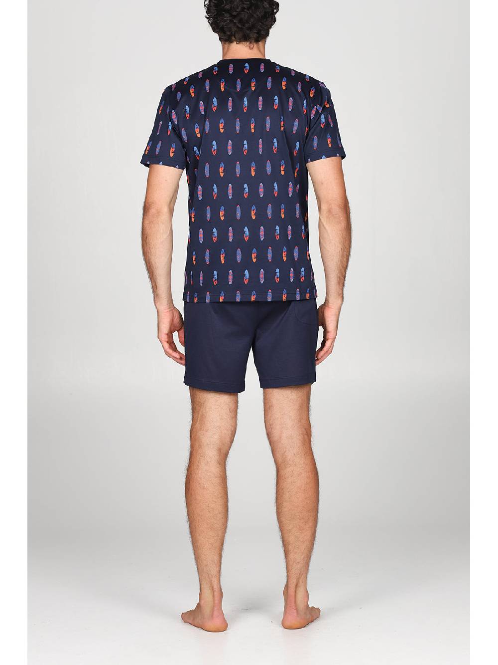 Julipet Pigiama Corto Serafino In Ricercato Puro Cotone Mercerizzato, Fantasia "surf"