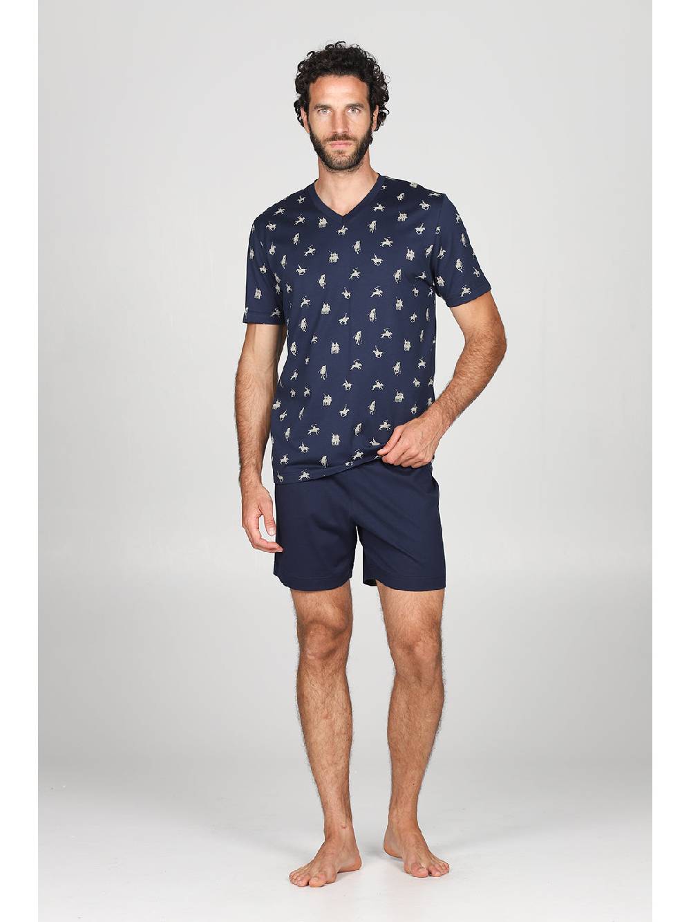 Julipet Pigiama Corto V In Leggerissimo Jersey Di Puro Cotone Fantasia "sport Polo"