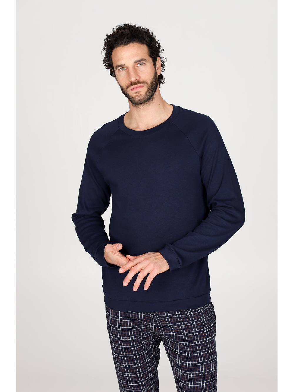 Julipet Pigiama girocollo in caldo interlock di puro cotone