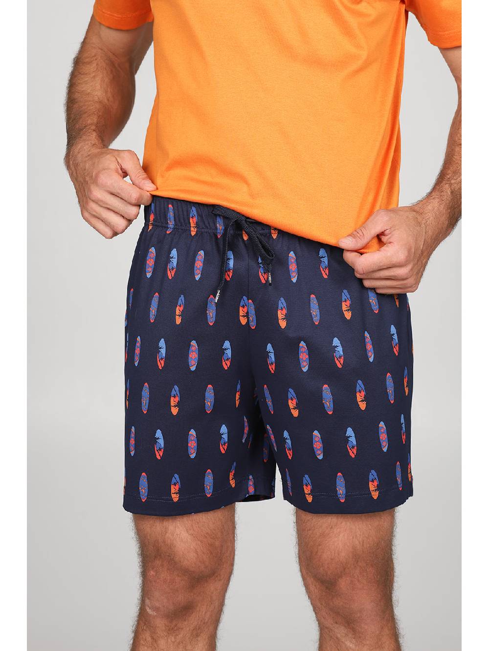 Julipet Pigiama Girocollo In Setoso Puro Cotone Mercerizzato Con Stampa "surf"