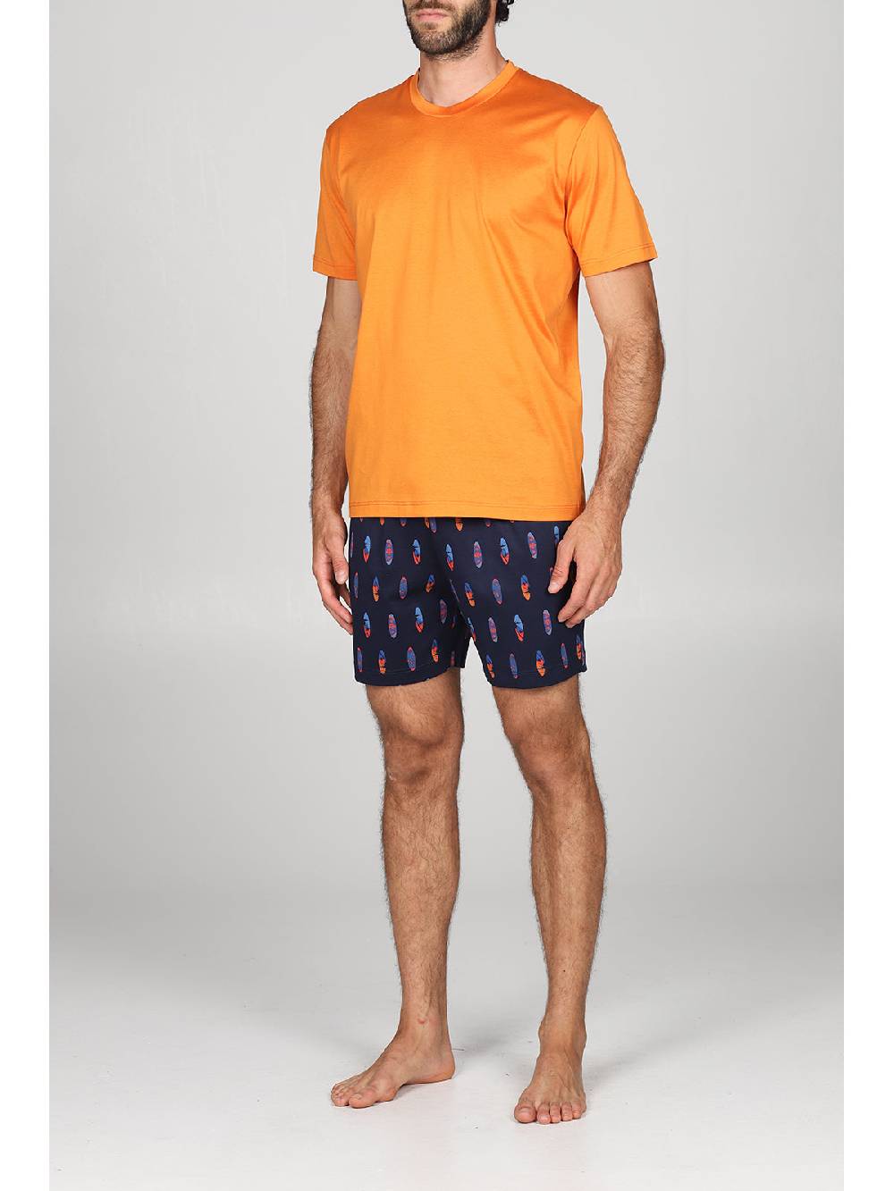 Julipet Pigiama Girocollo In Setoso Puro Cotone Mercerizzato Con Stampa "surf"