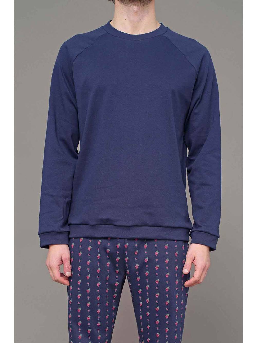 Julipet Pigiama Girocollo Linea Winewear In Interlock Di Puro Cotone