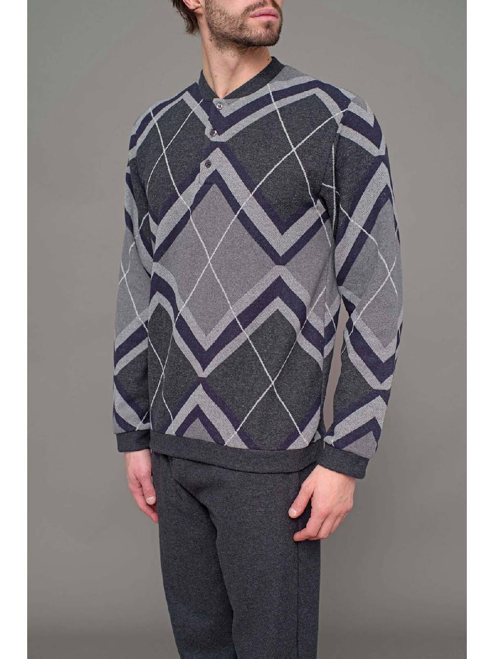 Julipet Pigiama In Caldo Tessuto Milano Fantasia Rombi