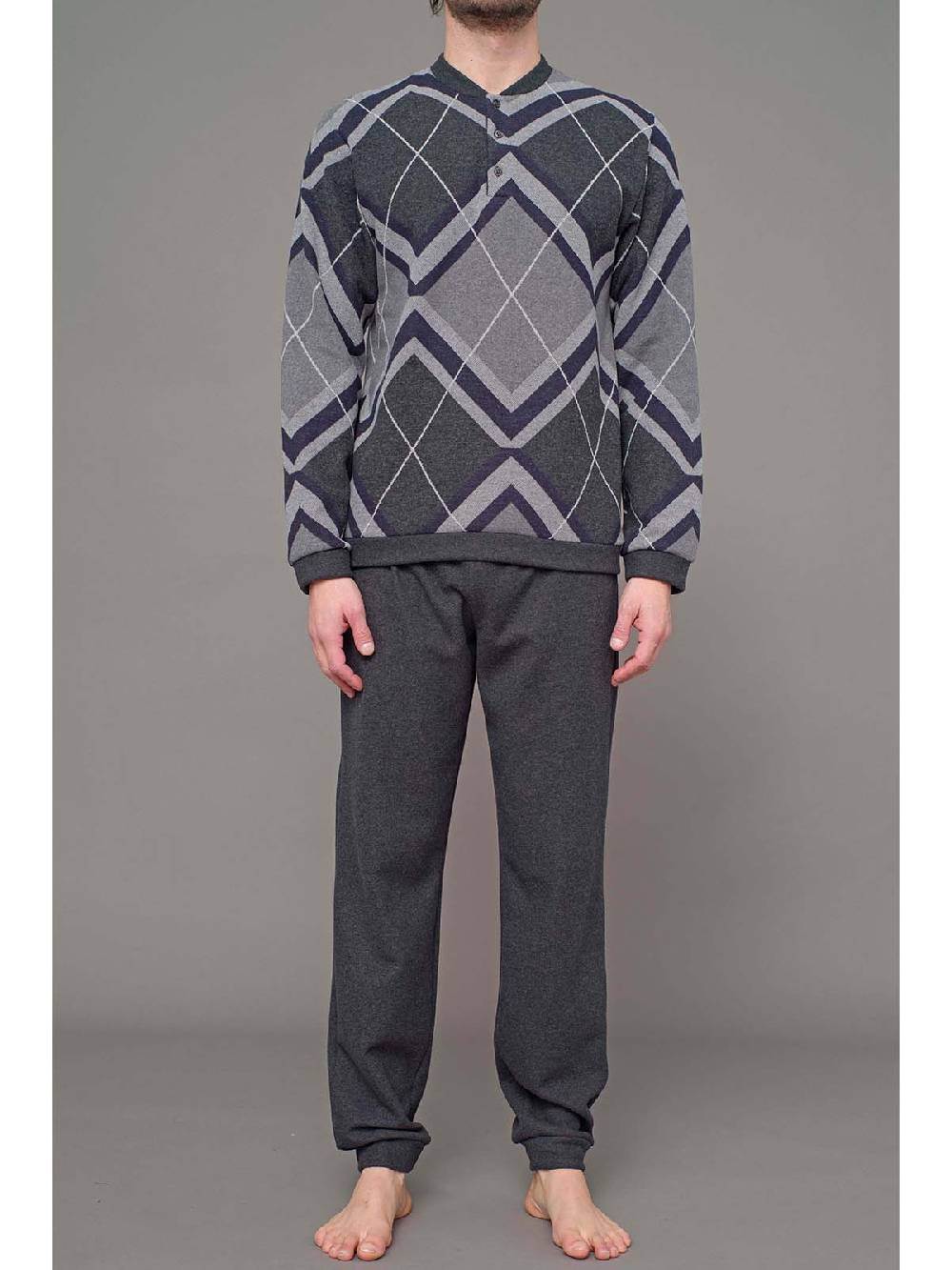 Julipet Pigiama in caldo tessuto milano fantasia rombi