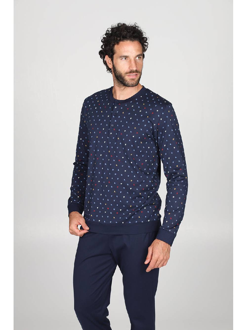 Julipet Pigiama In Fantasia In Leggerissimo Jersey Di Puro Cotone Con Disegno "barche"