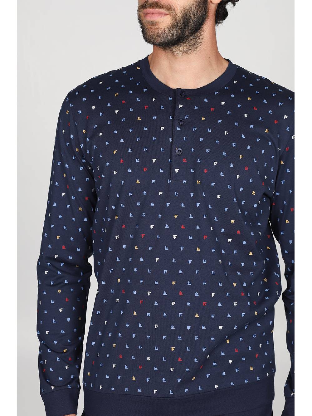 Julipet Pigiama in fantasia in leggerissimo jersey di puro cotone con disegno "barche"