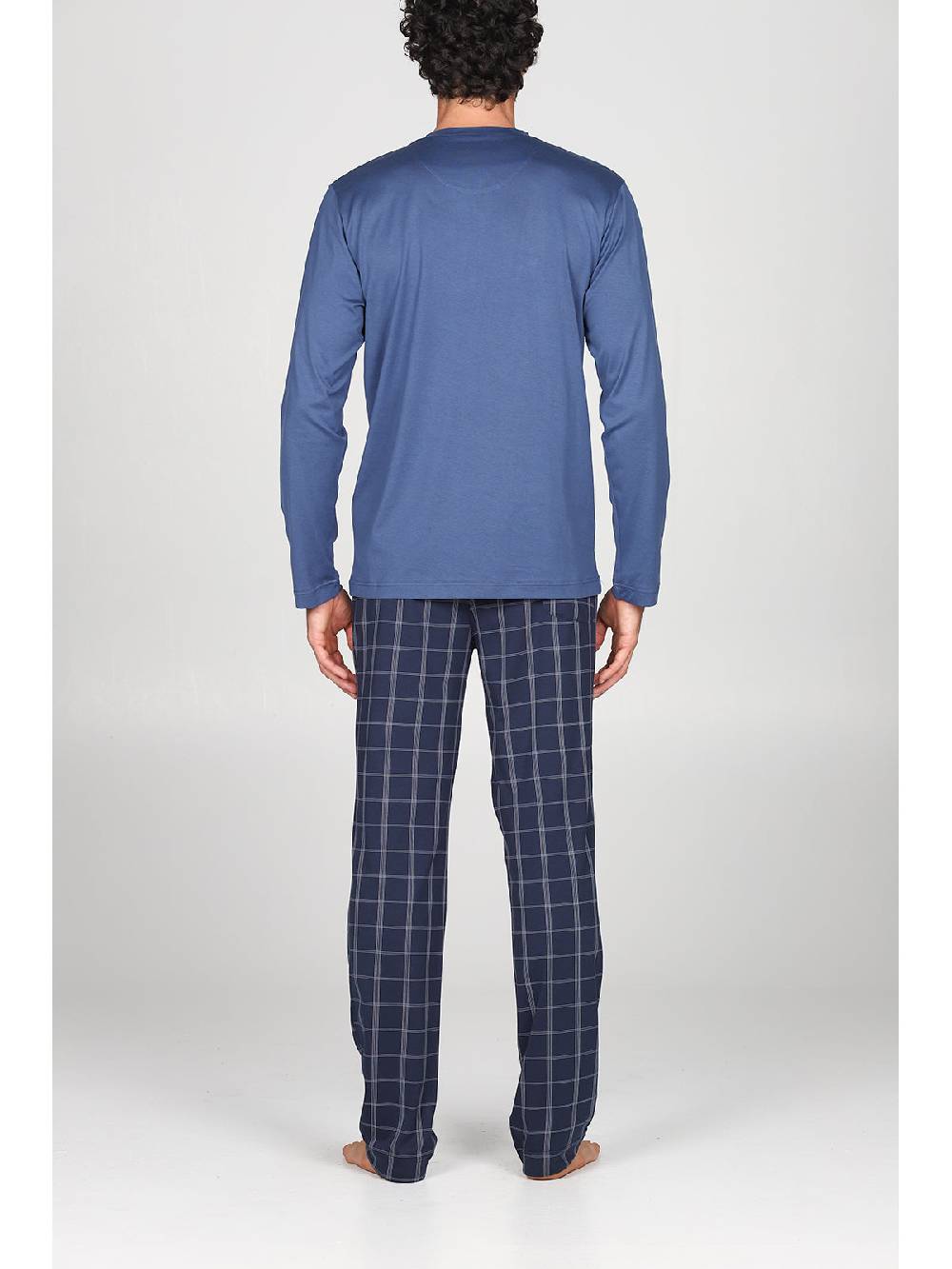 Julipet Pigiama In Leggerissimo Jersey Di Puro Cotone, Con Pantaloni Fantasia Scozzese