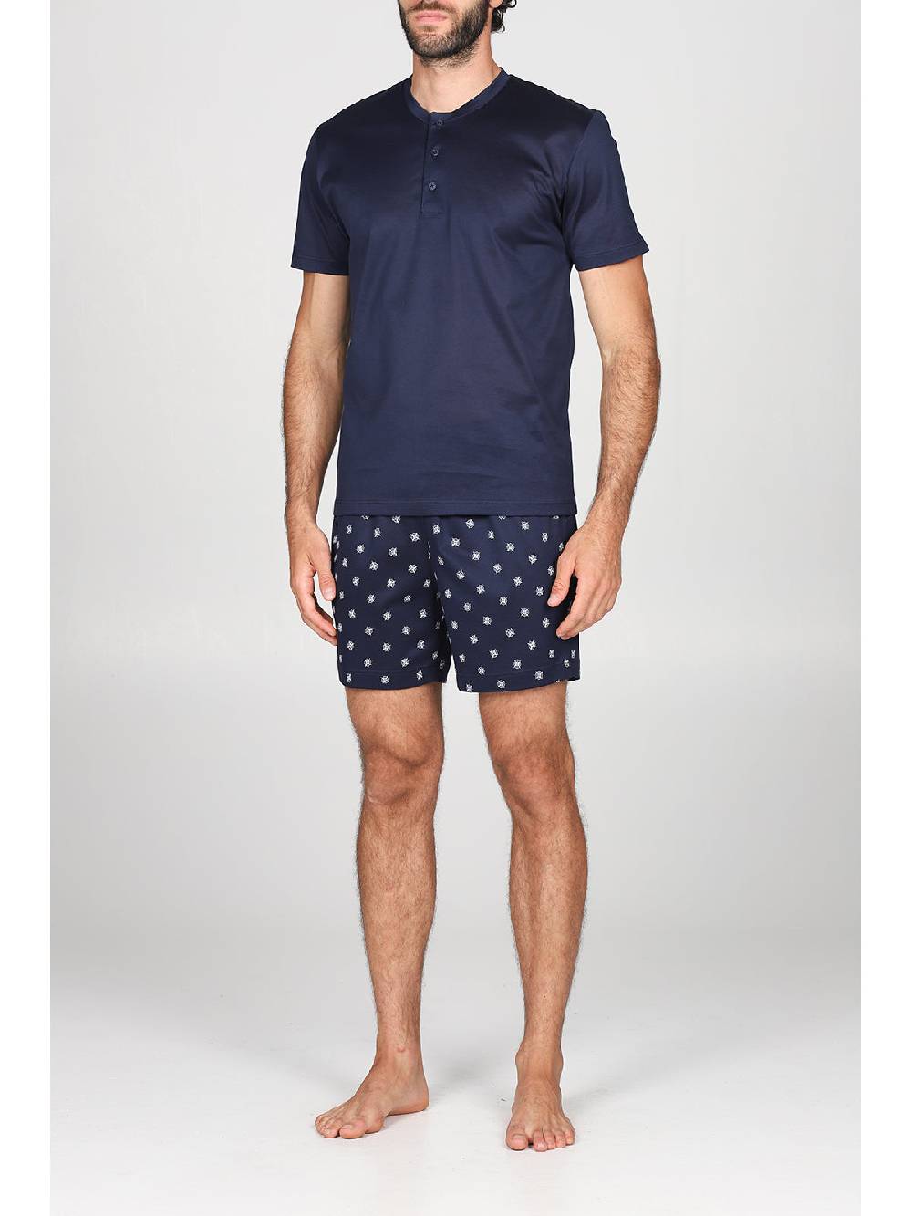 Julipet Pigiama In Ricercato Puro Cotone Mercerizzato Dalla Mano Setosa, Disegno "bussola"