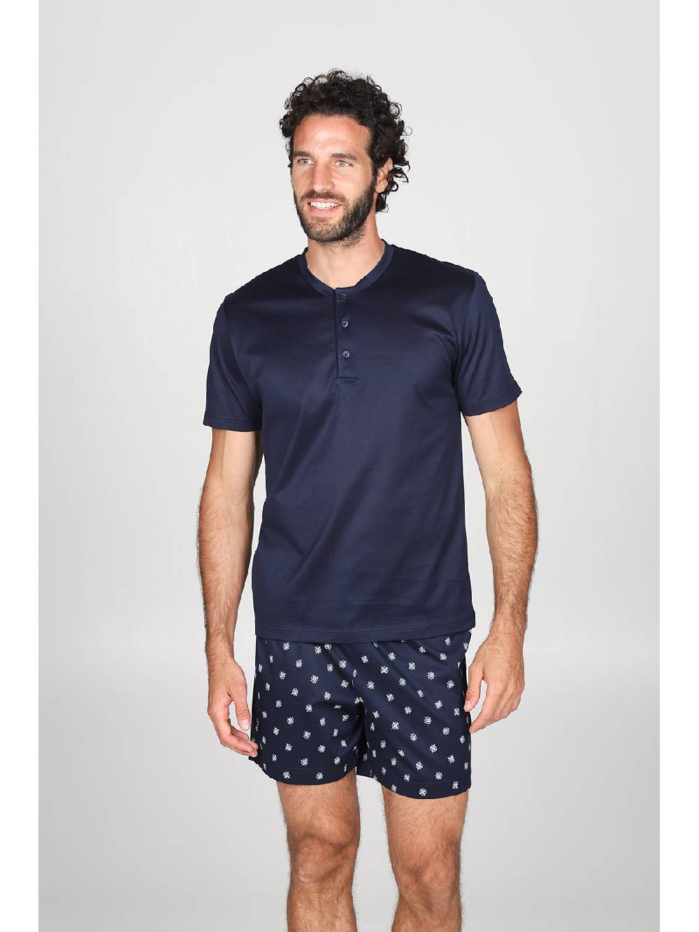 Julipet Pigiama In Ricercato Puro Cotone Mercerizzato Dalla Mano Setosa, Disegno "bussola"